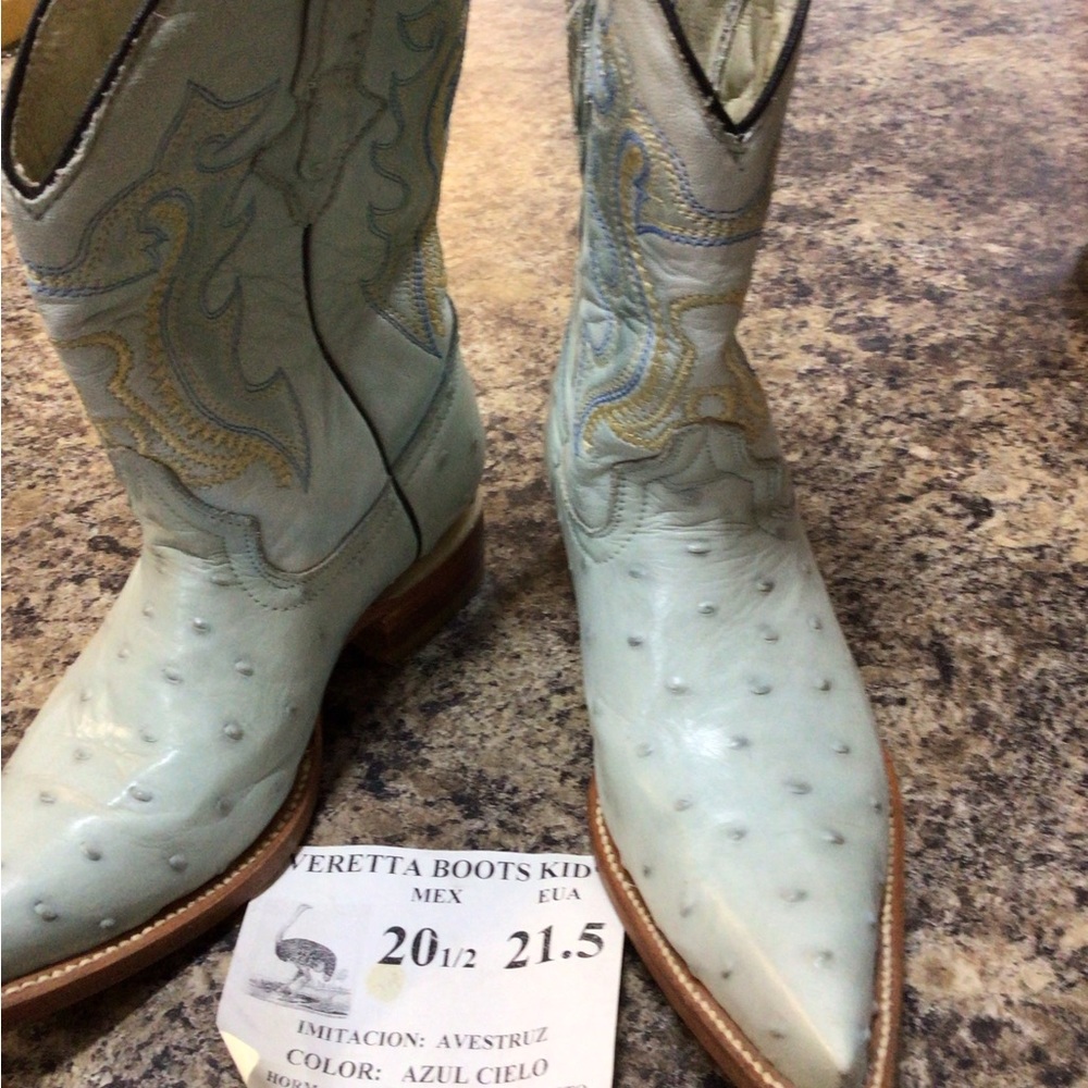 Kids Light Blue Western Cowboy Boots - Classic Stitch Detail